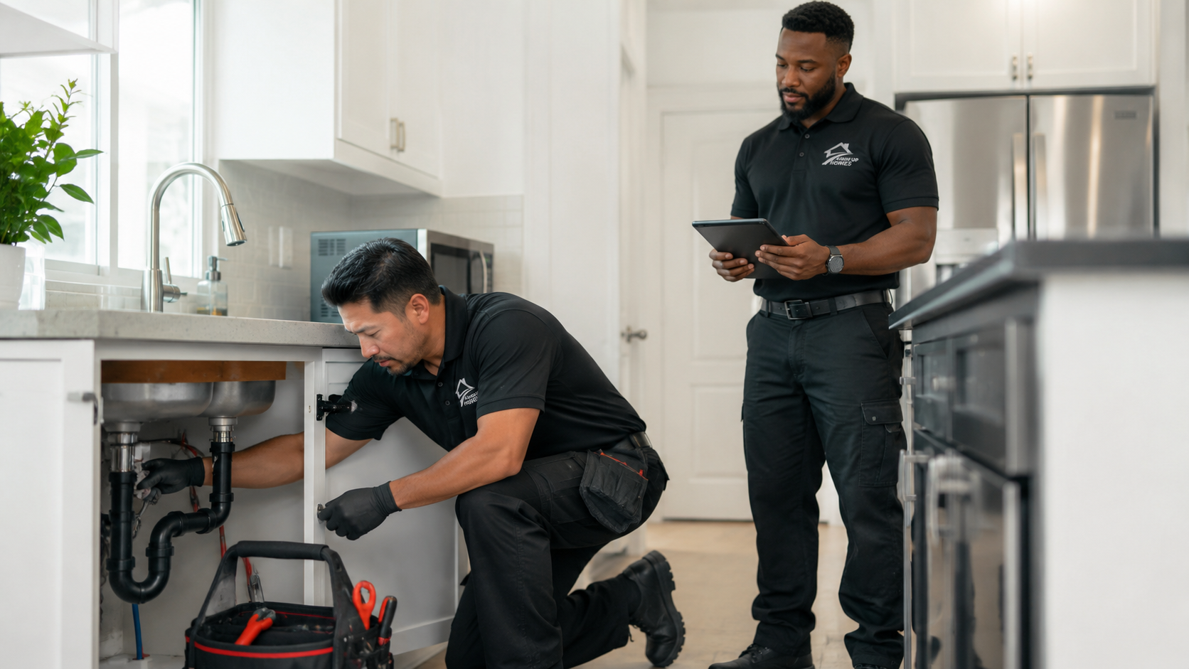 Property maintenance technician at work